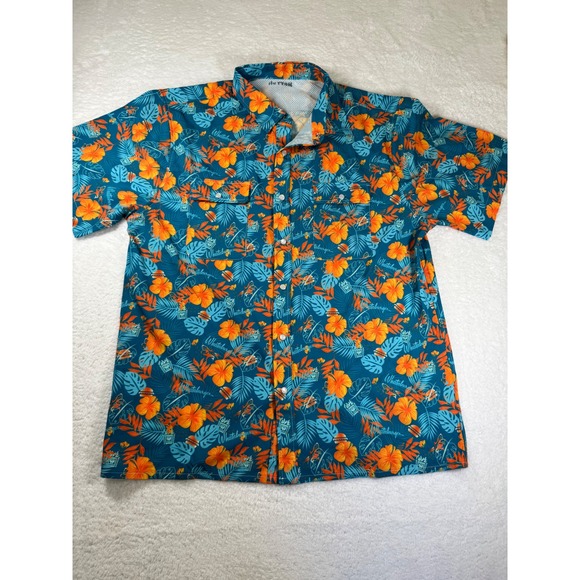 Whataburger Other - Whataburger Mens Floral Tropical Pearl Snap Shirt Blue size Large Short Sleeve